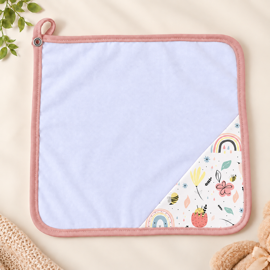 Toalha de Boca Malha Dupla Penteada Premium Abelha c/ Rosê | Kit com 3 Unidades
