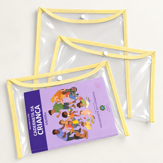 Kit com 3 Capas Organizadoras para Certidão e Documentos Amarelo