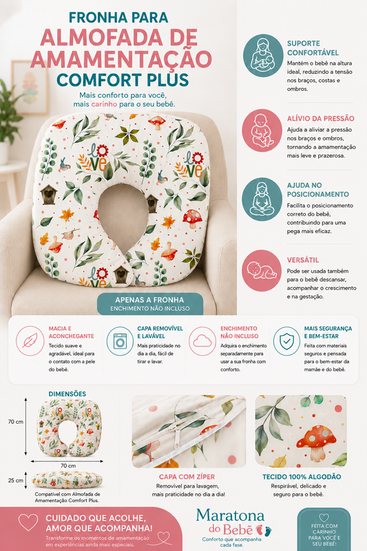 Fronha para Almofada de Amamentação Comfort Plus Bichos Rosa