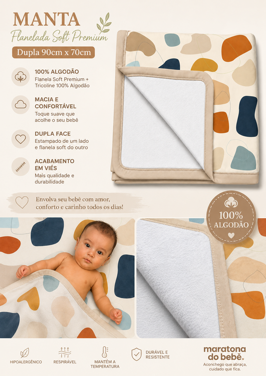 Manta Flanelada Soft Premium Dupla 90 x 70 cm Borboletas