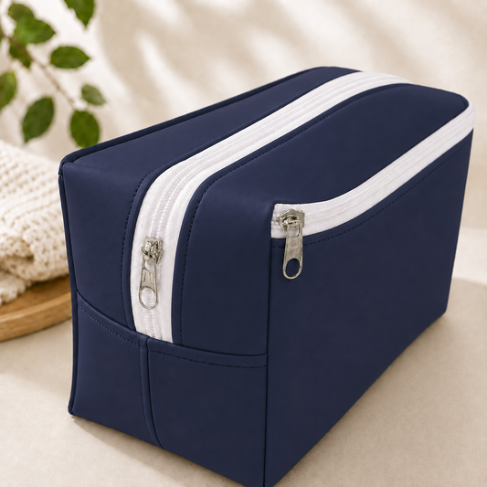 Necessaire Porta Fraldas e Lenço Umedecido 3 Compartimentos Azul Marinho