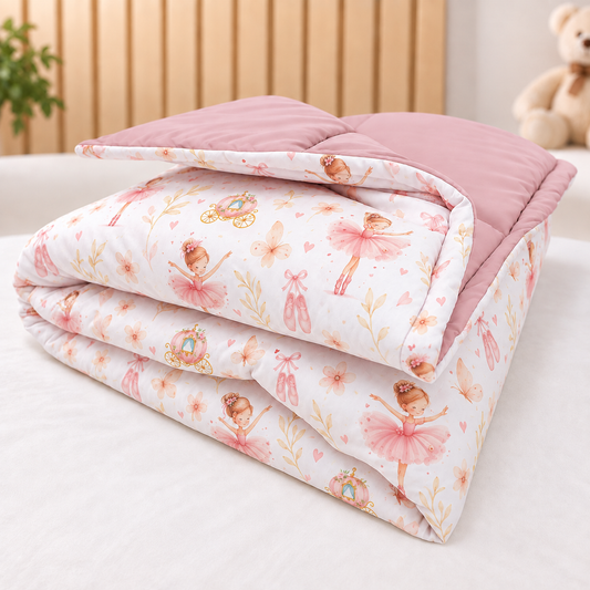 Edredom Estampado Dupla Face para Mini Berço Bailarina