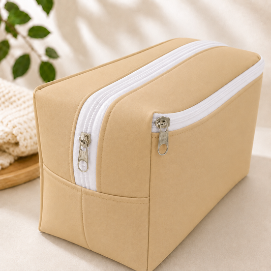 Necessaire Porta Fraldas e Lenço Umedecido 3 Compartimentos Bege