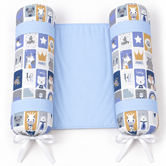 Rolinho Segura Bebê 35 x 30 cm Bichos Azul c/ Azul Bebê