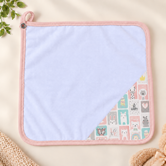 Toalha de Boca Malha Dupla Penteada Premium Bichos Rose | Kit com 3 Unidades