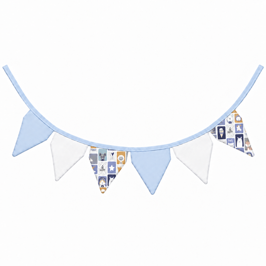 Bandeirinhas Decorativas 1,50m Bichos Azul c/ Azul Bebê