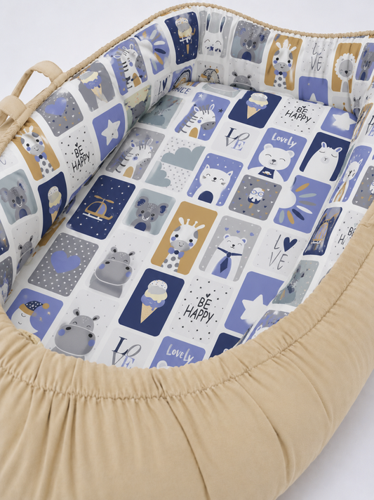 Ninho Redutor Dupla Face Premium Bichos Azul Verso Bege