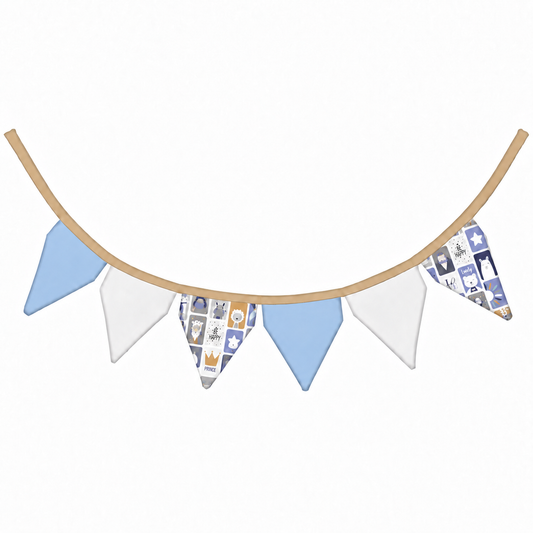Bandeirinhas Decorativas 1,50m Bichos Azul c/ Bege