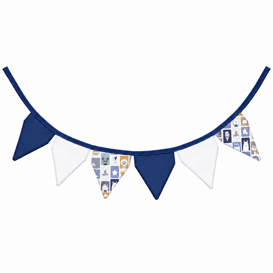 Bandeirinhas Decorativas 1,50m Bichos Azul c/ Azul Marinho