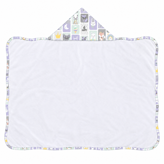 Toalha de Banho com Capuz Forrada Plush Atoalhado Premium 1M x 70cm Bichos Lilás