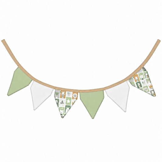 Bandeirinhas Decorativas 2,10m Bichos Verde c/ Bege