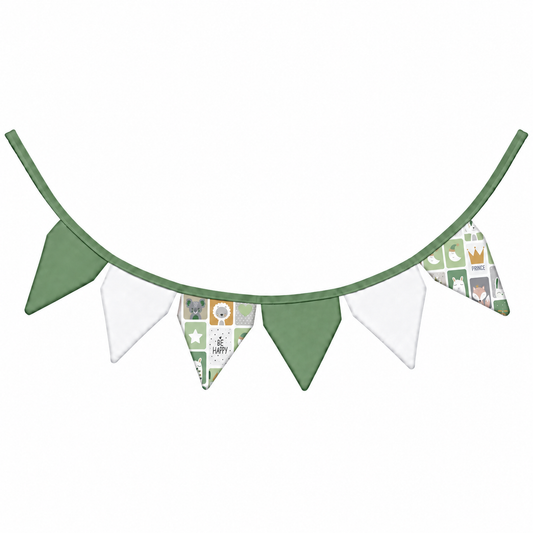 Bandeirinhas Decorativas 1,50m Bichos Verde c/ Verde Menta