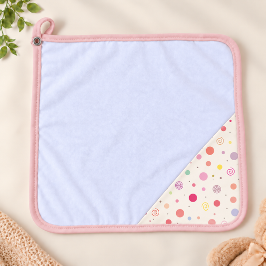 Toalha de Boca Malha Dupla Penteada Premium Bolas Menina c/ Rosê | Kit com 3 Unidades