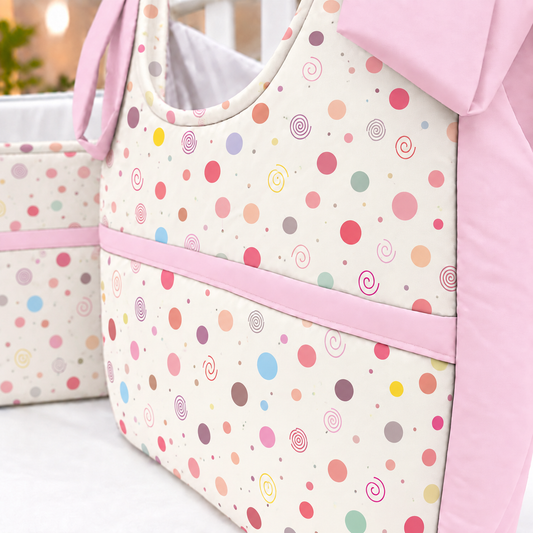 Porta Fraldas ou Porta Treco de Varal Bolas Menina c/ Rosa