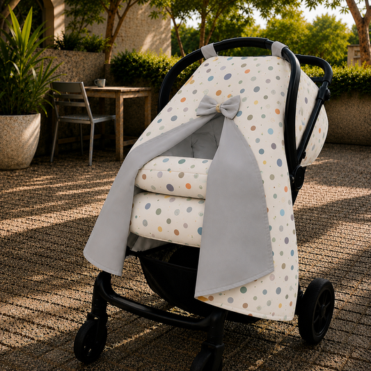 Capota para Bebê Conforto Tenda Dupla Face Bolas Menino Verso Cinza