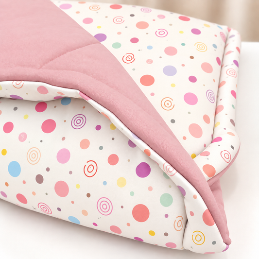 Edredom Estampado Dupla Face para Berço Americano Bolas Menina c/ Rosê