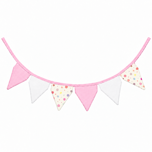 Bandeirinhas Decorativas 2,10m Bolas Menina c/ Rosa