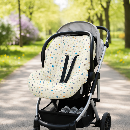 Kit para Bebê Conforto 4 Peças Dupla Face com Capota Tenda Bolas Menino Verso Azul Bebê