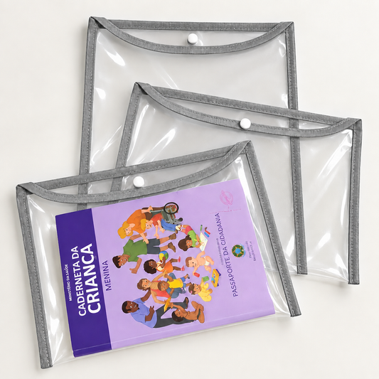 Kit com 3 Capas Organizadoras para Certidão e Documentos Cinza Escuro