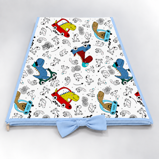 Trocador de Cômoda 70x45x3cm Dino Carros c/ Azul Bebê