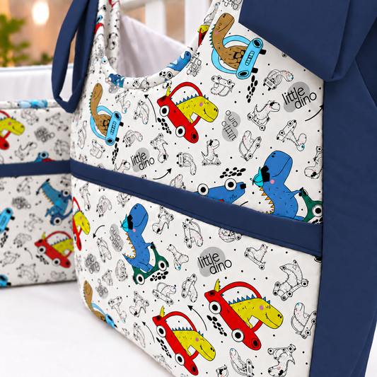 Porta Fraldas ou Porta Treco de Varal Dino Carros c/ Azul Marinho