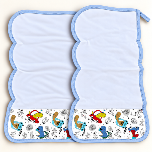 Toalha de Ombro Malha Dupla Penteada Dino Carros c/ Azul Bebê