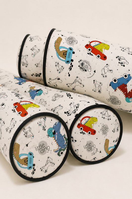 Kit Rolinhos para Berço Americano 4 Peças Dino Carros c/ Preto