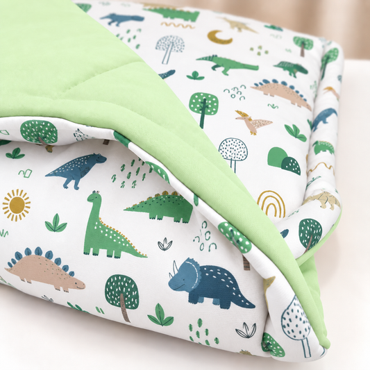 Edredom Estampado Dupla Face para Berço Americano Dino MLH c/ Verde