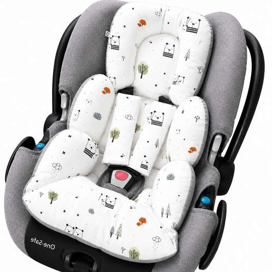 Kit para Bebê Conforto 4 Peças Dupla Face com Capota Tenda Escandinava Verso Cinza