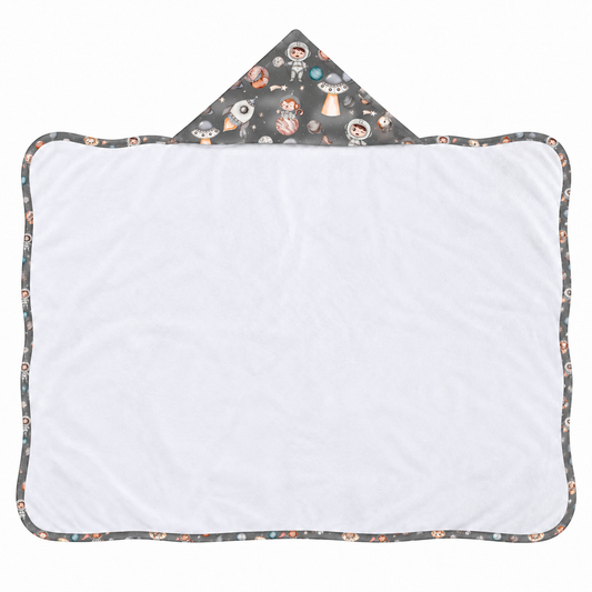 Toalha de Banho com Capuz Forrada Plush Atoalhado Premium 1M x 70cm Espaço Cinza