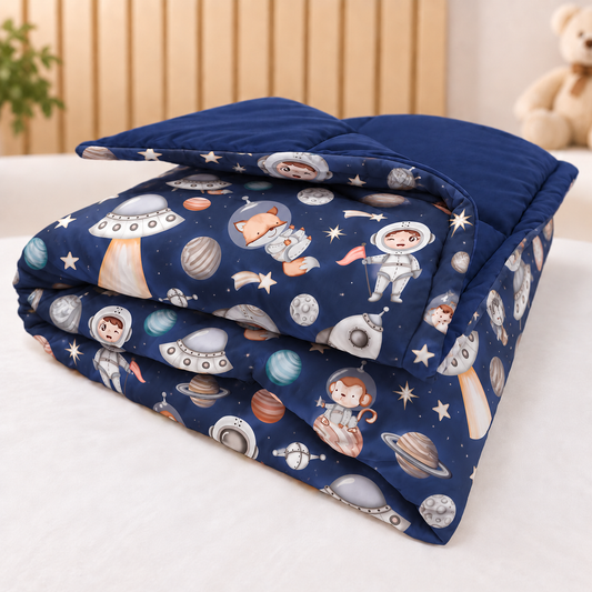 Edredom Estampado Dupla Face para Mini Berço Espaço Marinho