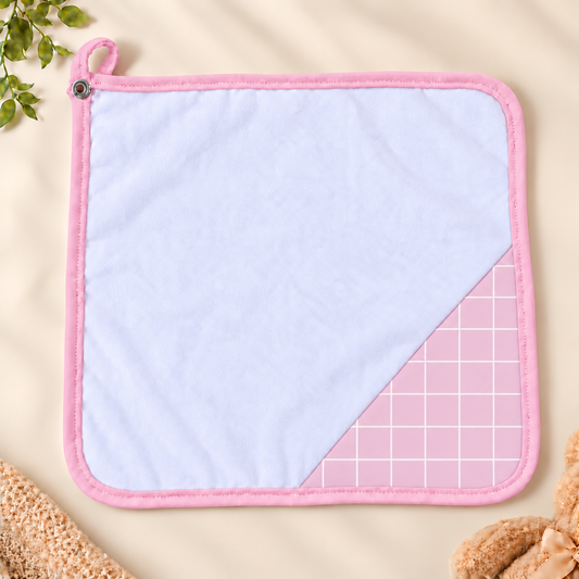 Toalha de Boca Malha Dupla Penteada Premium Grid Rosa | Kit com 3 Unidades