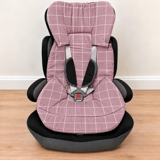 Capa Colchonete para Cadeira de Carro Dupla Face Grid Rose