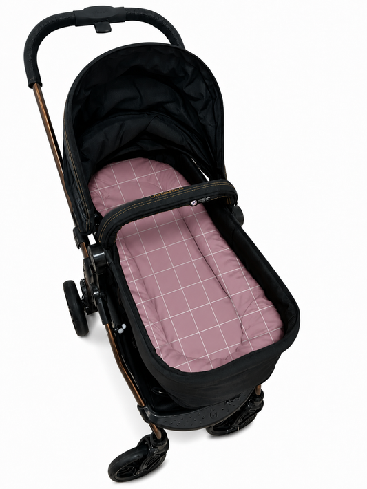 Fronha para Ninho Casulinho Premium para Carrinho Moisés Universal Grid Rosê