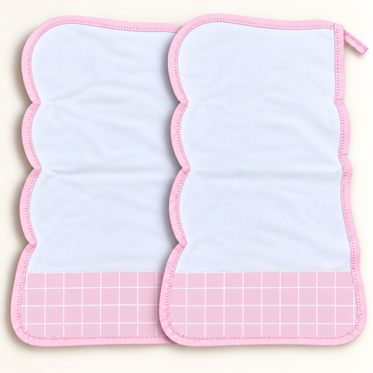 Toalha de Ombro Malha Dupla Penteada Grid Rosa
