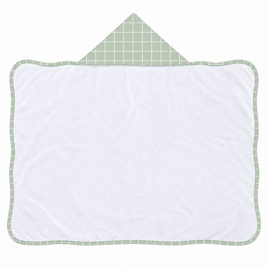 Toalha de Banho com Capuz Forrada Plush Atoalhado Premium 1M x 70cm Grid Verde