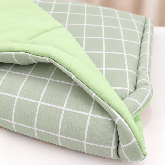 Edredom Estampado Dupla Face para Berço Americano Grid Verde