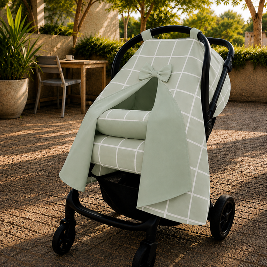 Capota para Bebê Conforto Tenda Dupla Face Grid Verde Verso Verde