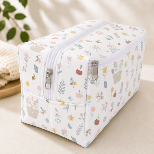 Necessaire Porta Fraldas e Lenço Umedecido 3 Compartimentos Jardim