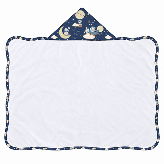 Toalha de Banho com Capuz Forrada Plush Atoalhado Premium 1M x 70cm Luar Marinho