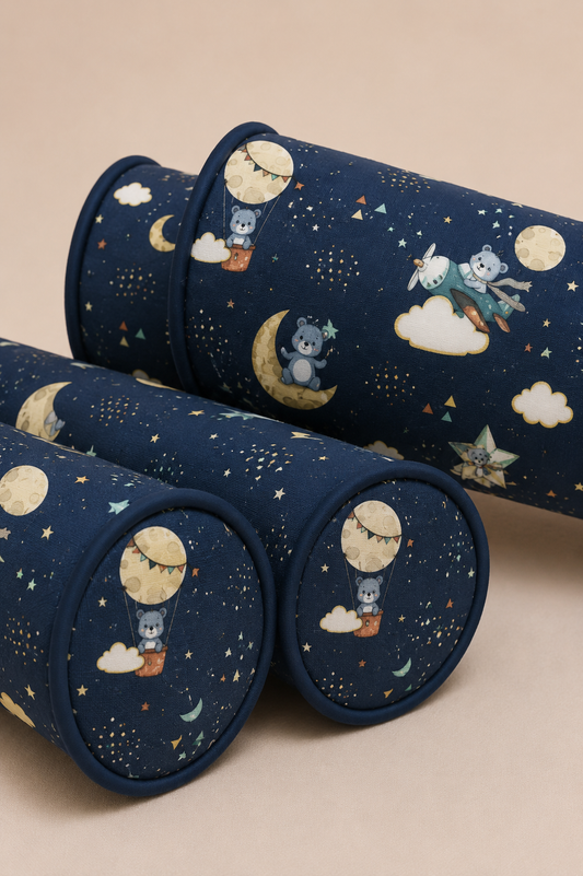 Kit Rolinhos 4 Peças para Cama Solteiro Luar Marinho