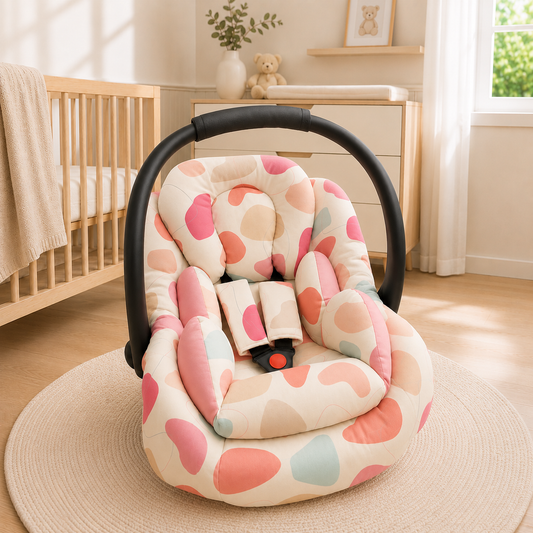Kit para Bebê Conforto 3 Peças Dupla Face Manchitas Menina Verso Rosê