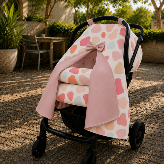 Capota para Bebê Conforto Tenda Dupla Face Manchitas Menina Verso Rosê