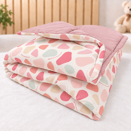 Edredom Estampado Dupla Face para Mini Berço Manchitas Menina