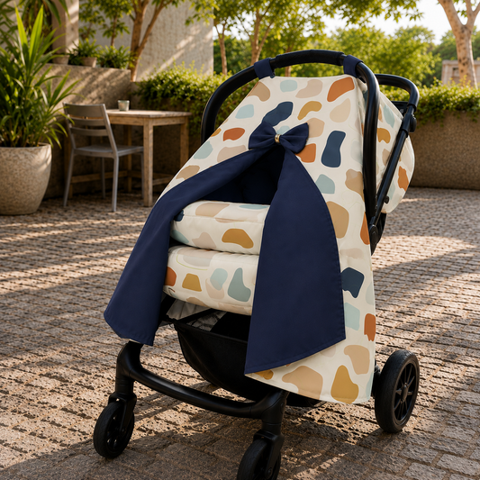 Capota para Bebê Conforto Tenda Dupla Face Manchitas Menino Verso Marinho