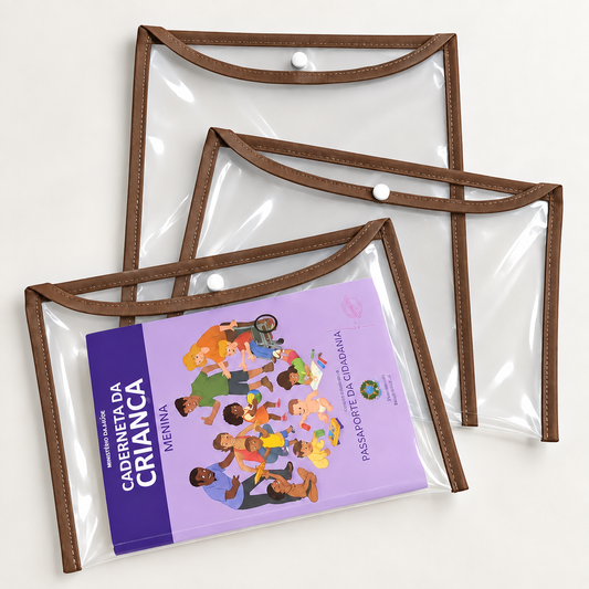Kit com 3 Capas Organizadoras para Certidão e Documentos Marrom