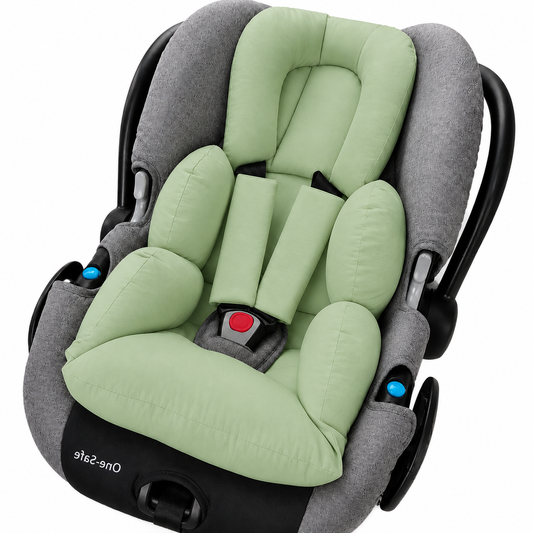 Kit Colchonetes 3 Peças para Carrinho & Bebê Conforto + Protetores de Cinto Verde Menta