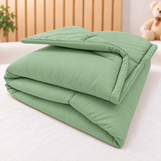 Edredom Estampado Dupla Face para Mini Berço Verde Menta