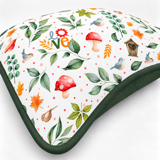 Almofada Decorativa 30cm x 30cm Passarinho Love c/ Verde Escuro