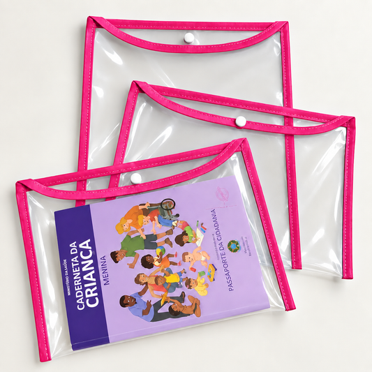 Kit com 3 Capas Organizadoras para Certidão e Documentos Pink